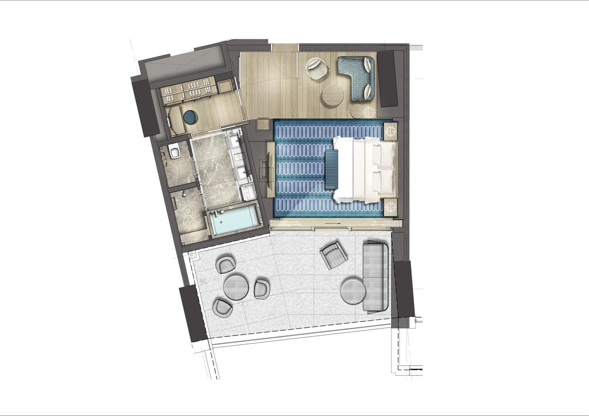 City Of Dreams Mediterranean - Integrated Resort, Casino & Entertainment Lemesos Pokoj fotografie Floorplan of a typical apartment